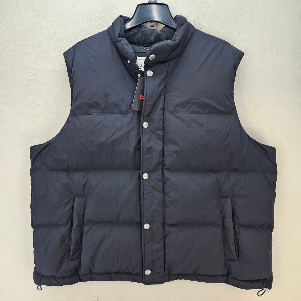 LEVI'S MEN'S XXL BLACK ROCKRIDGE PUFFER VEST DOWN FULL ZIP UP NWT